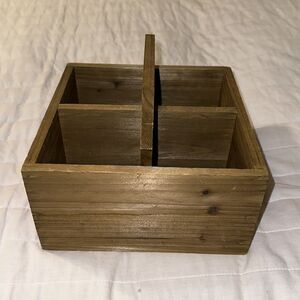 Vintage Handmade Brown Four Wine Bottle Storage Caddy